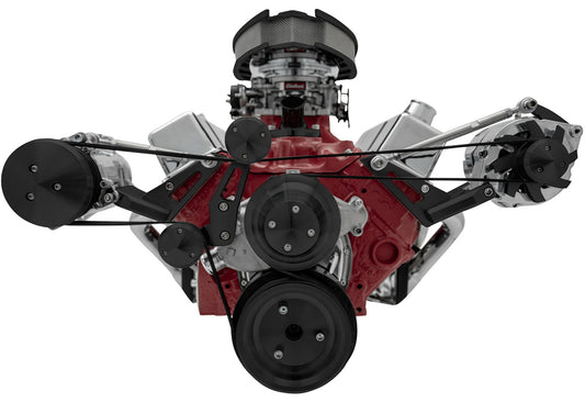 Big Block Chevy Serpentine Conversion - Outward - AC & Alternator - Black