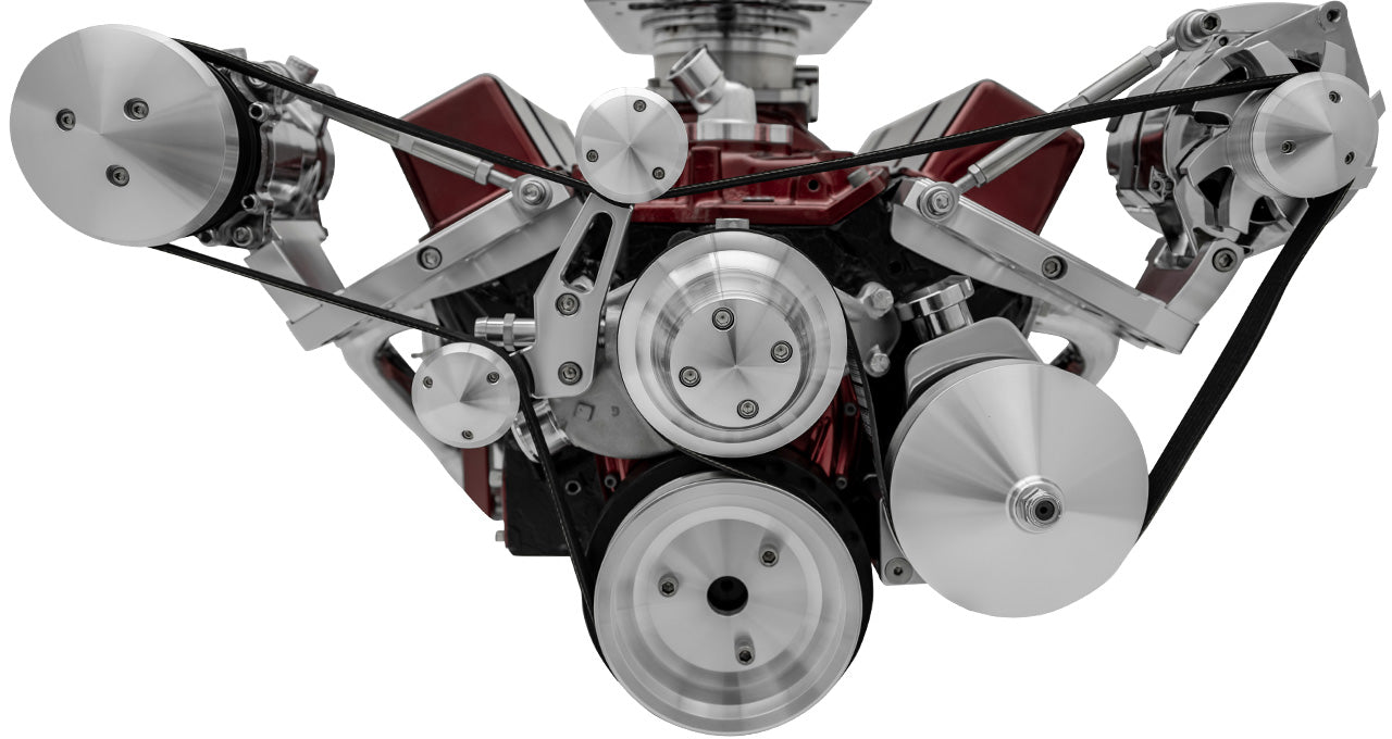 Small Block Chevy Serpentine Conversion - SWP - Reverse  Outward - Saginaw-Press