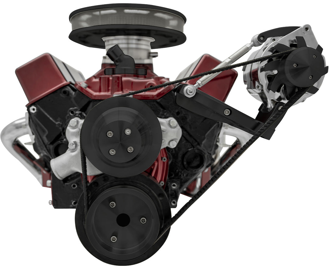 Small Block Chevy Serpentine Conversion Ultra; Outward - Alternator Only - Black
