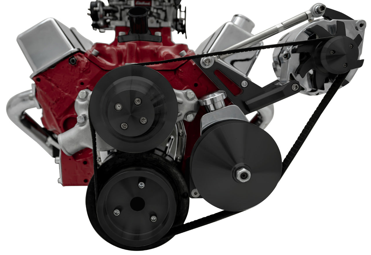 Big Block Chevy Serpentine Conversion Deluxe - Outward - Saginaw-Key - Black