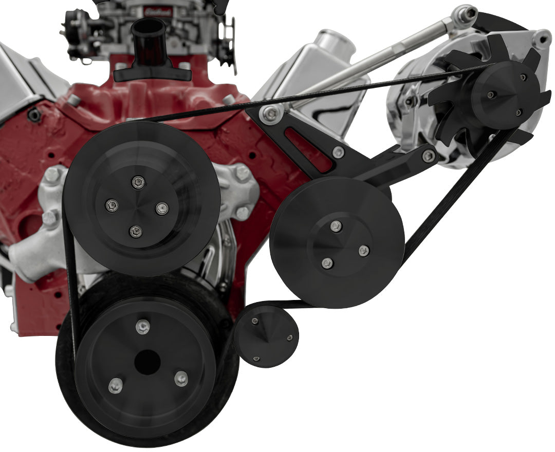 Small Block Chevy Serpentine Conversion Deluxe - Outward - GMT2 - Black