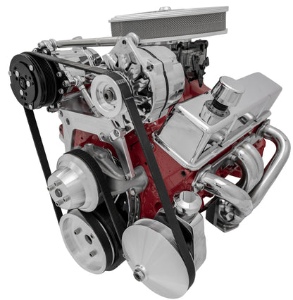 Small Block Chevy High Mount Serpentine Conversion - AC & PS - Saginaw-Key