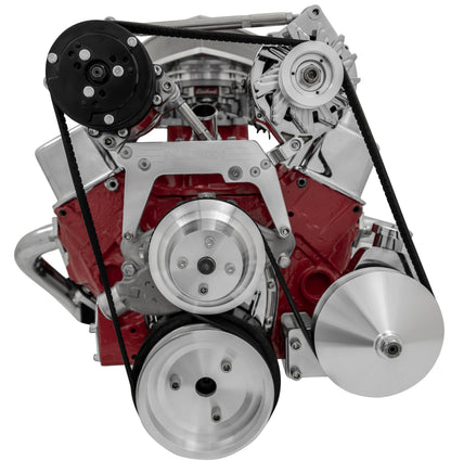 Small Block Chevy High Mount Serpentine Conversion - AC & PS - Saginaw-Key