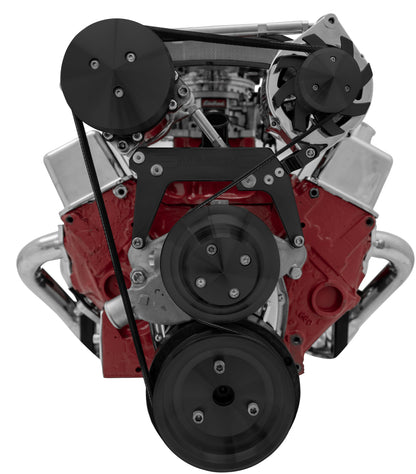 Small Block Chevy High Moutn Serpentine Conversion - AC & ALT - Black