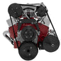 Small Block Chevy High Mount Serpentine Conversion; AC & PS; Saginaw-Key; Black