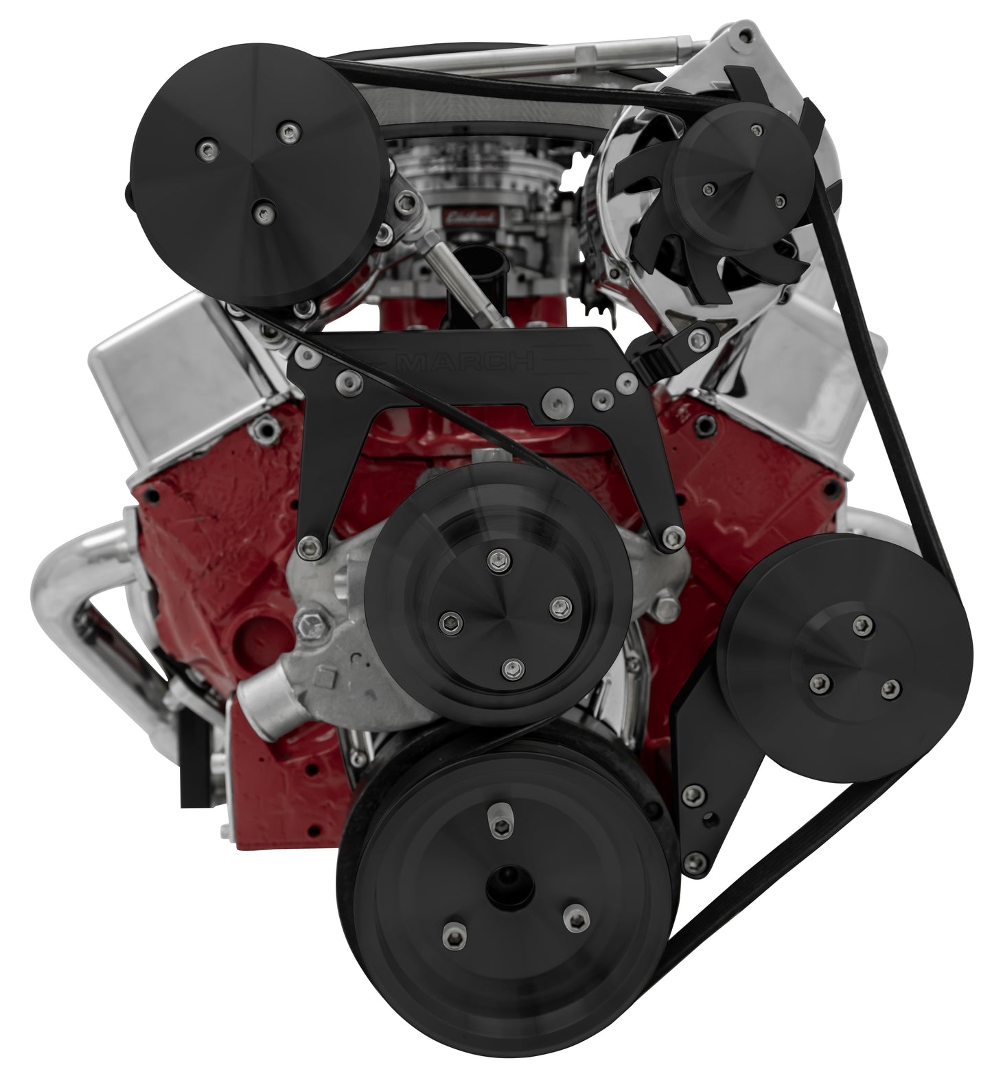 Small Block Chevy High Moutn Serpentine Conversion - AC & PS - GMT2 - Black