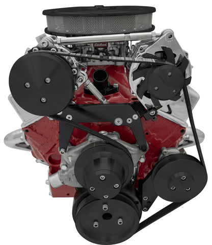 Small Block Chevy High Moutn Serpentine Conversion - AC & PS - GMT2 - Black