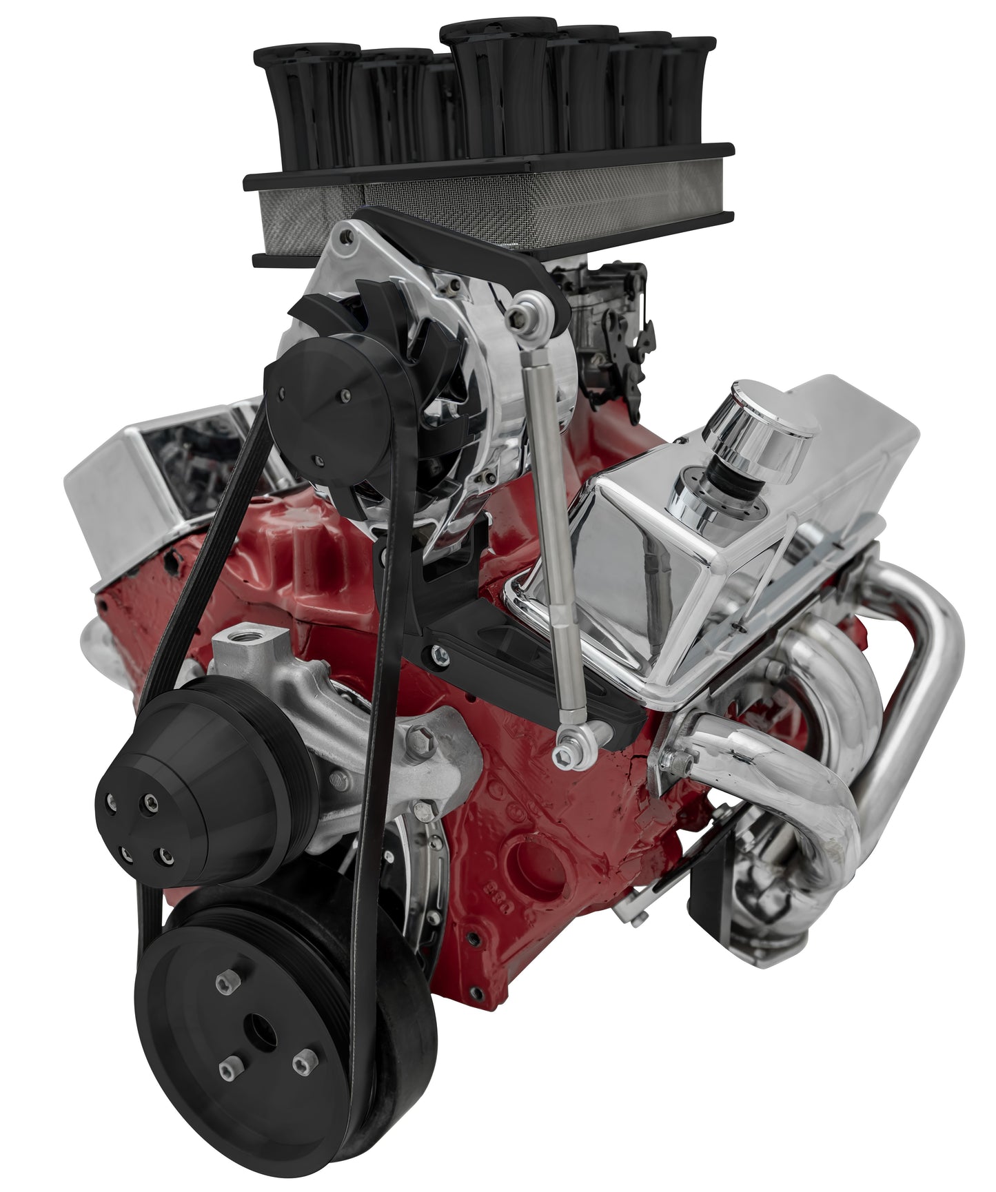 Small Block Chevy High Flow Serpentine Conversion; ALT Only; Driver; SWP; Black