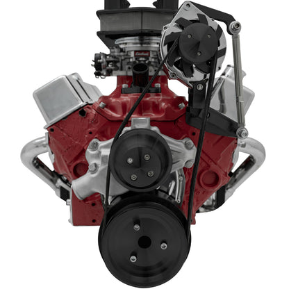 Small Block Chevy High Flow Serpentine Conversion; ALT Only; Driver; SWP; Black