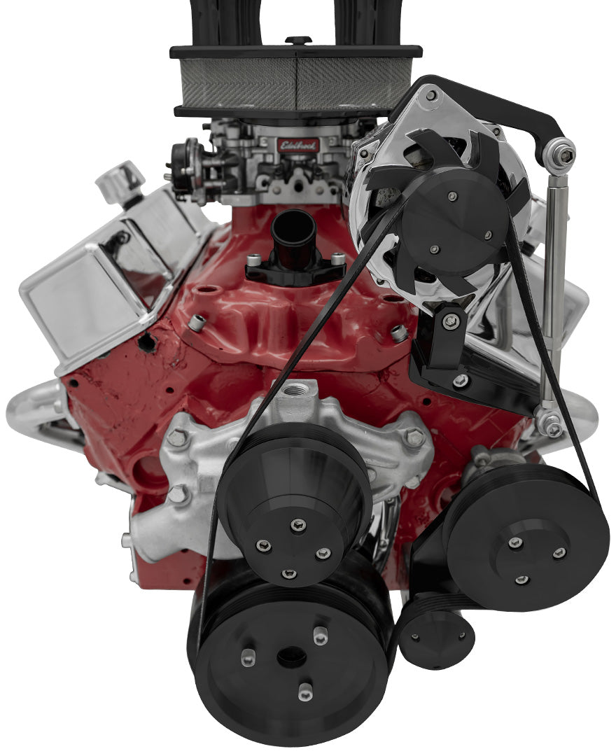 Big Block Chevy Serpentine Conversion - Inward - SWP - AC & PS - GMT2 - Black