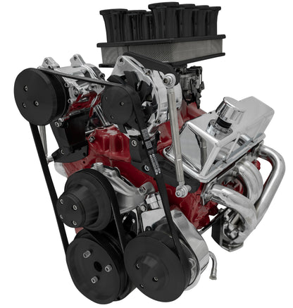 Big Block Chevy Serpentine Conversion; Inward; SWP; AC & PS; Saginaw-Key; Black