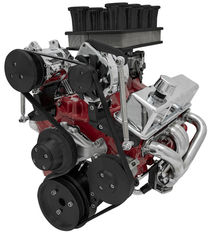 Small Block Chevy Serpentine System; Inward; AC & PS; SWP; Reverse; GMT2; Black