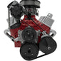 Small Block Chevy Serpentine System; Inward; PS; SWP; Saginaw-Press; Black