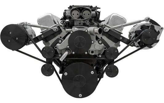 Chevy LT1 Gen II Serpentine Conversion - Outward - AC & ALT - Corvette - Black