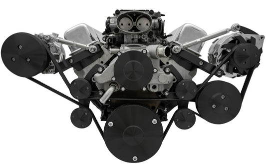 Chevy LT1 Gen II Serpentine Conversion; Outward; AC & PS; GMT2; Corvette; Black