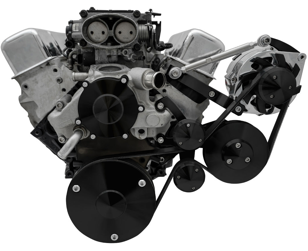 Chevy LT1 Gen II Serpentine Conversion; Outward; PS & ALT; GMT2; Camaro; Black