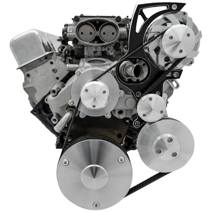Chevy LT1 Gen II Serpentine Conversion; High Mount; PS & ALT; GMT2; Black Onyx