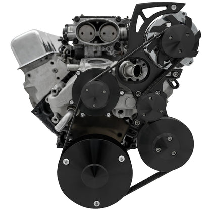 Chevy LT1 Gen II Serpentine Conversion - High Mount - PS & ALT - GMT2 - Black