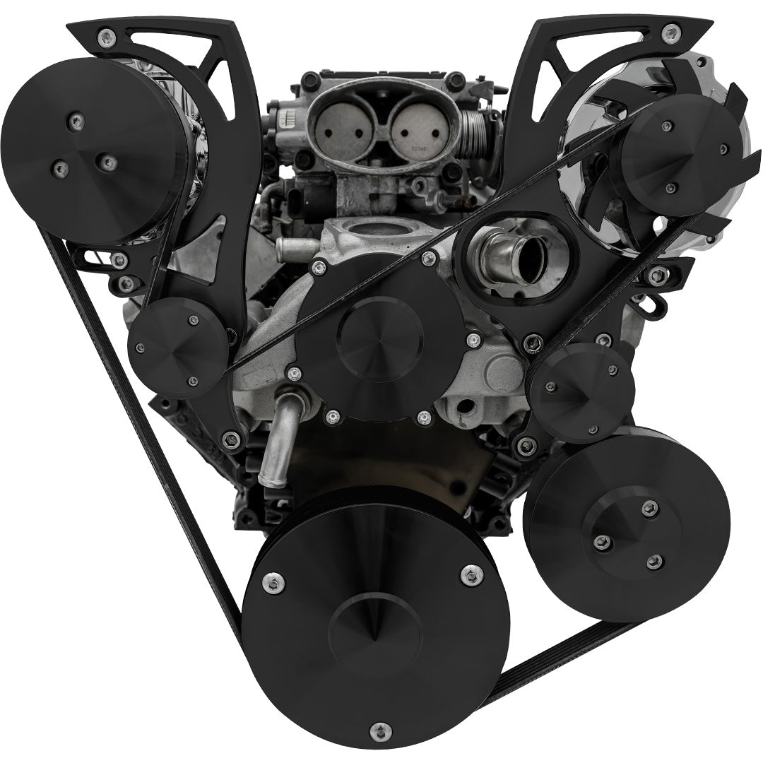 Chevy LT1 Gen II Serpentine Conversion - High Mount - AC & PS - GMT2 - Black
