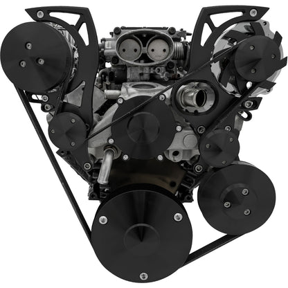 Chevy LT1 Gen II Serpentine Conversion - High Mount - AC & PS - GMT2 - Black