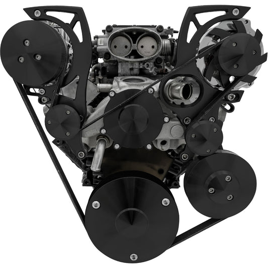 Chevy LT1 Gen II Serpentine Conversion - High Mount - AC & PS - GMT2 - Black