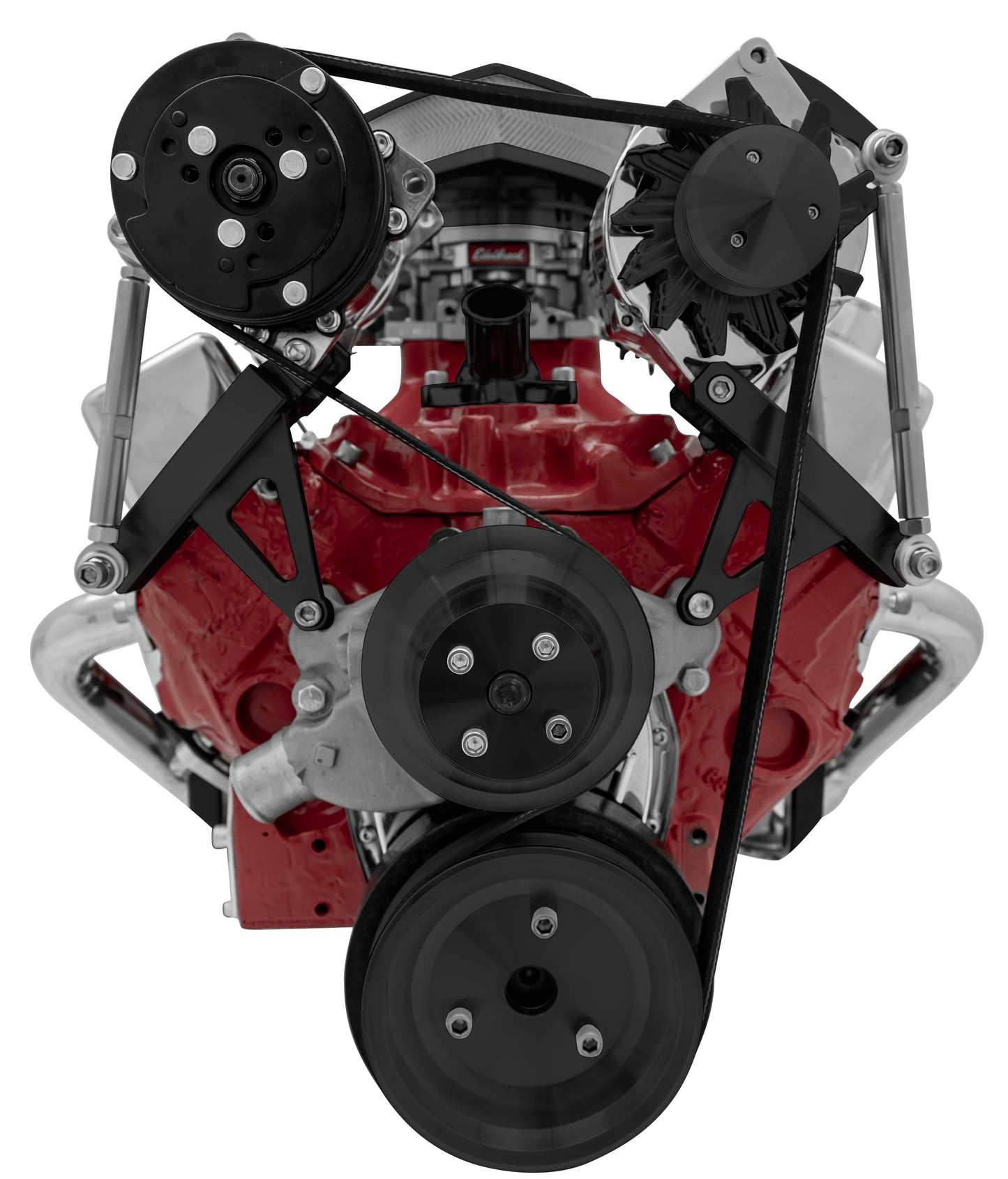 Small Block Chevy Serpentine Conversion Deluxe - AC & ALT - SWP - Black