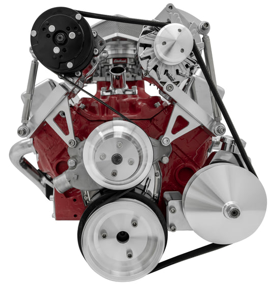 Small Block Chevy Serpentine Conversion Deluxe - AC & PS - SWP - Saginaw-Key