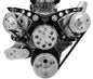 Small Block Chevy Revolver Serpentine System; PS & ALT; Saginaw-Keyway; BLK ONYX