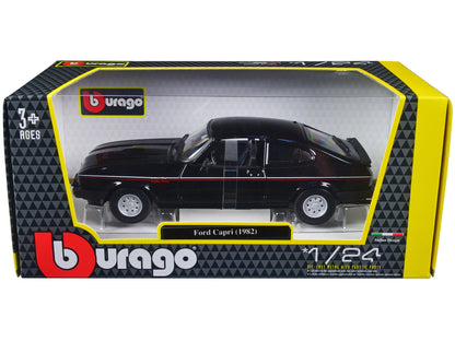 1982 Ford Capri Black with Stripes 1/24 Diecast Model Car by Bburago  free shipping USA