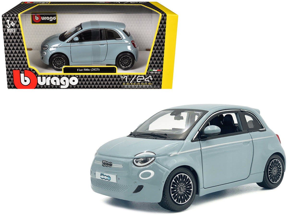 2023 Fiat 500e Light Blue 1/24 Diecast Model Car by Bburago  free shipping USA