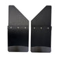 Universal 12" Front/Rear Set Back Mud Flap - 1" Offset - Black Poly-Coated Set-Back - 12"W X 15"H Flap With Black Powder-Coated Stainless Steel Weight