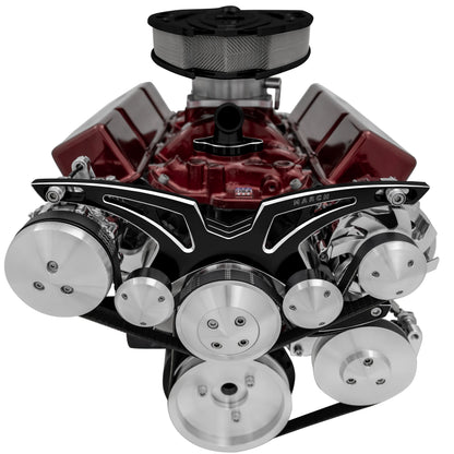 Big Block Chevy Style Track Serpentine System - Corvette - AC & PS - Black Onyx