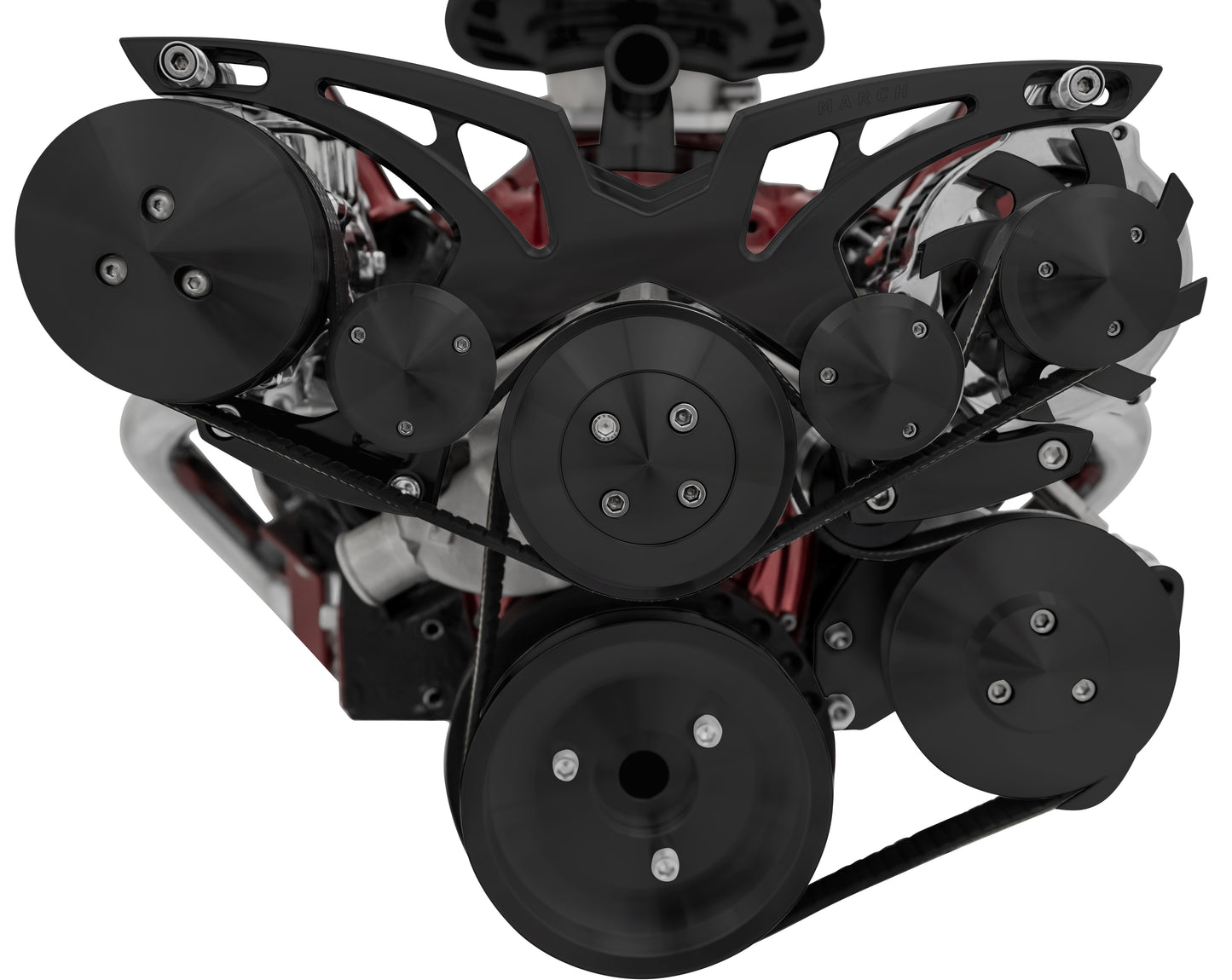 Small Block Chevy Style Track Serpentine System - Corvette - AC & PS - Black