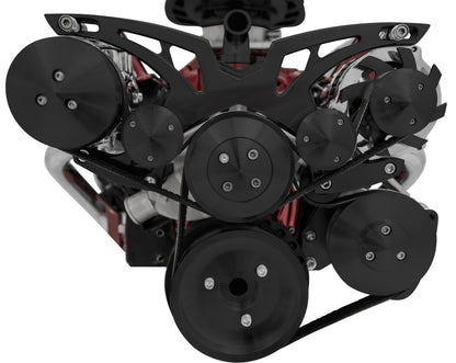 Big Block Chevy Style Track Serpentine System - Corvette - AC & PS - Black