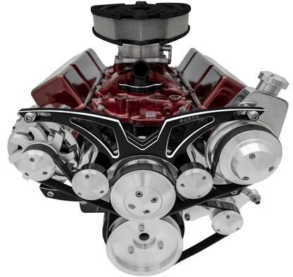 Small Block Chevy Style Track Serpentine System; Corvette; PS & ALT; Black Onyx