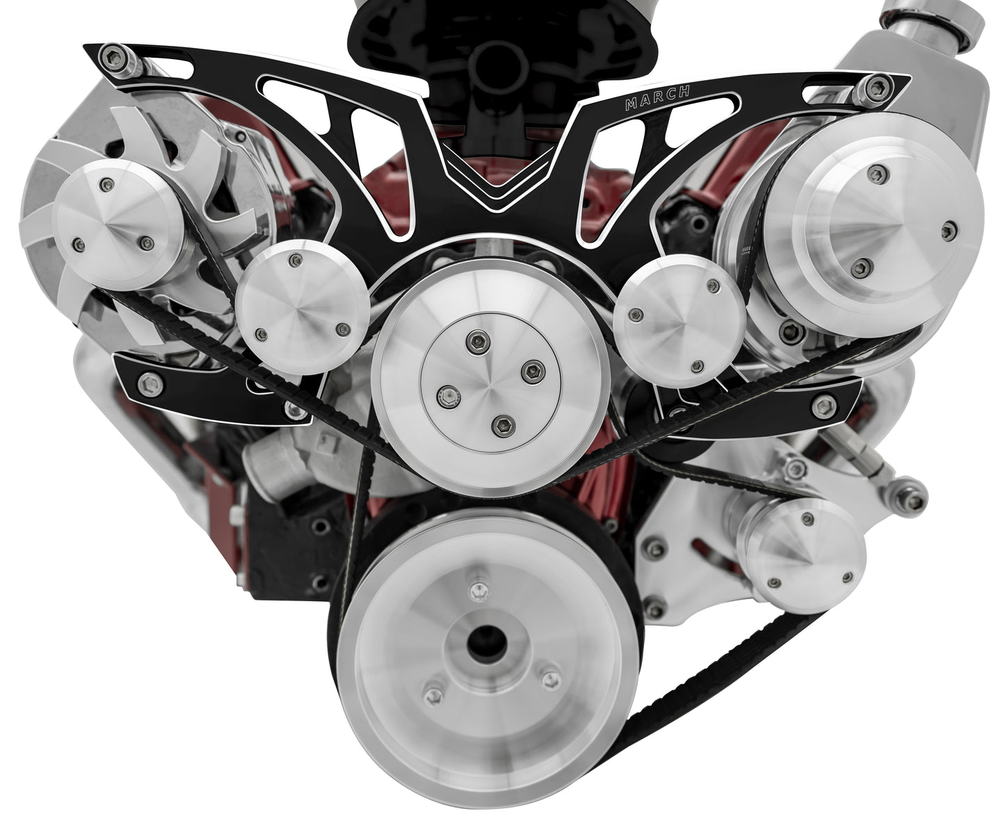 Small Block Chevy Style Track Serpentine System; Corvette; PS & ALT; Black Onyx