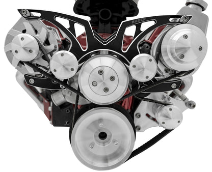 Small Block Chevy Style Track Serpentine System; Corvette; PS & ALT; Black Onyx