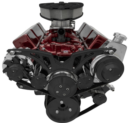 Small Block Chevy Style Track Serpentine System - Corvette - PS & ALT - Black