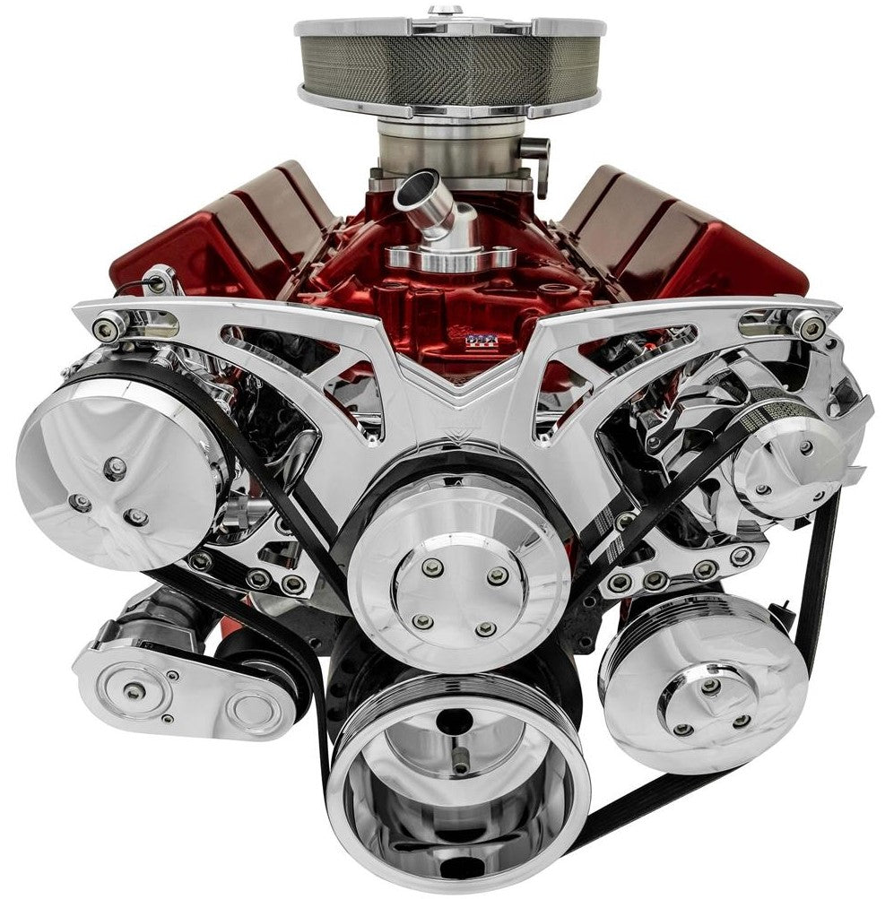 Small Block Chevy Chrome Style Track Serpentine Kit (AC/PS/ALT)