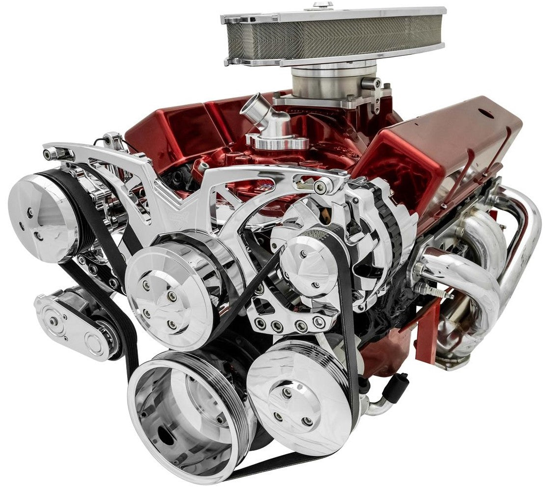Small Block Chevy Chrome Style Track Serpentine Kit (AC/PS/ALT)