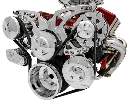 Small Block Chevy Chrome Style Track Serpentine Kit (AC/PS/ALT)