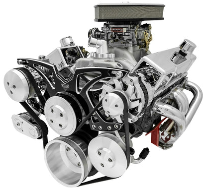 Small Block Chevy Black Onyx Style Track Serpentine Kit (AC/PS/ALT)