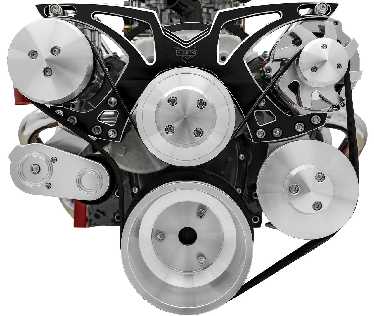 Small Block Chevy Black Onyx Style Track Serpentine Kit (AC/PS/ALT)