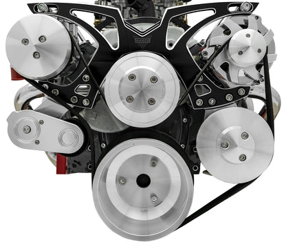 Small Block Chevy Black Onyx Style Track Serpentine Kit (AC/PS/ALT)