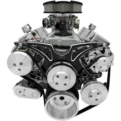 Small Block Chevy Black Onyx Style Track Serpentine Kit (AC/PS/ALT)