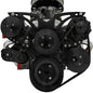 Small Block Chevy Black Style Track Serpentine Kit (AC/PS/ALT); BLACKOUT