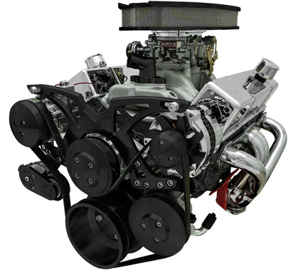 Small Block Chevy Black Style Track Serpentine Kit (AC/PS/ALT)