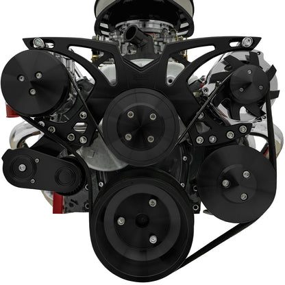 Small Block Chevy Black Style Track Serpentine Kit (AC/PS/ALT)