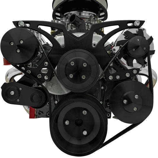 Small Block Chevy Black Style Track Serpentine Kit (AC/PS/ALT)