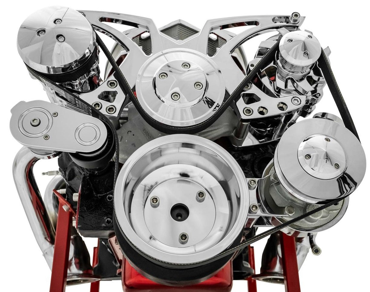 Small Block Chevy Chrome Style Track Serpentine Kit (AC/PS/ALT)